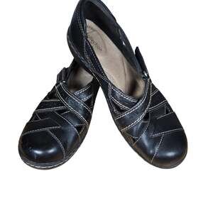 Clarks Ashland Spin Q Black Loafers Slip Ons Comfort shoes Womens Size 7